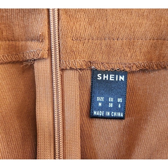 Mini Skirt Sz M Brown Faux Suede A-Line Eyelet Detail Preppy Casual Eye Catching - Picture 6 of 8